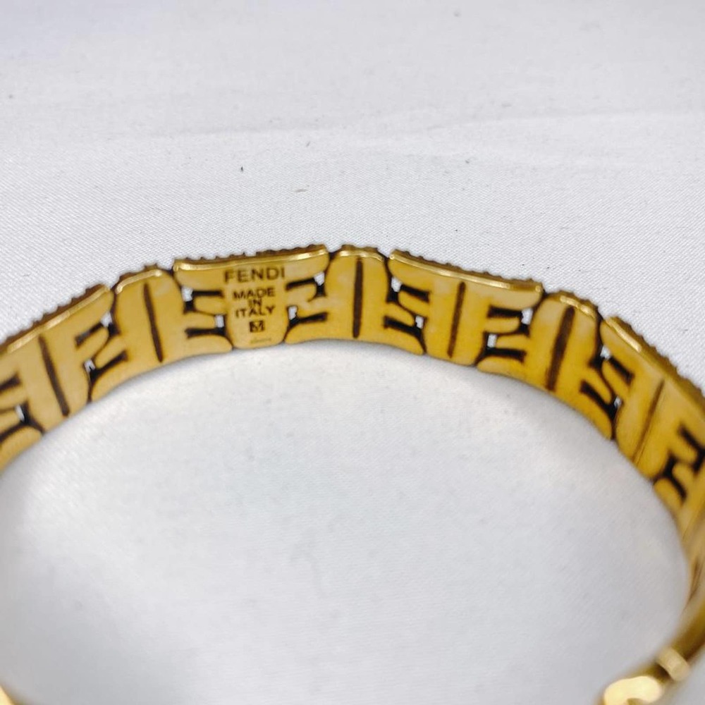 FENDI FF logo crystal gold tone bracelet bangle M - Picture 4 of 5